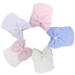 0-3 Months Hospital Newborn Baby Hats Cotton Beanie With Bow Soft Knit Tire Striped Infant Caps toddlers Bebe Photography Hats - Image 6