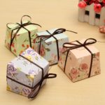 10 Pcs Floral Paper Candy Boxes Chocolate Box For Guest Wedding Favor Baby Shower Gift With Ribborns 4 Styles
