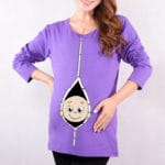 100% Cotton Maternity Pregnant T Shirts Women Long Sleeve Pregnancy Maternity Clothes Baby Peeking Out Funny Maternity Shirts - Image 2