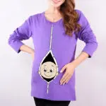 100% Cotton Maternity Pregnant T Shirts Women Long Sleeve Pregnancy Maternity Clothes Baby Peeking Out Funny Maternity Shirts - Image 2