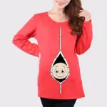 100% Cotton Maternity Pregnant T Shirts Women Long Sleeve Pregnancy Maternity Clothes Baby Peeking Out Funny Maternity Shirts