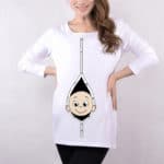 100% Cotton Maternity Pregnant T Shirts Women Long Sleeve Pregnancy Maternity Clothes Baby Peeking Out Funny Maternity Shirts - Image 5