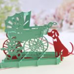 10pcs 3D Creative Dog+Baby Stroller Handmade Kirigami Origami Wedding Party Baby Shower Invitation Cards Greeding Postcard - Image 2