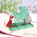 10pcs 3D Creative Dog+Baby Stroller Handmade Kirigami Origami Wedding Party Baby Shower Invitation Cards Greeding Postcard
