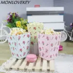 12pcs/lot Rose Flower Popcorn Box paper box for party decoration baby happy birthday party supplies favor baby shower Favors