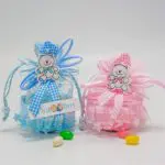 12pcs/set Birthday Baby Shower Party Favor Yarn Basket Candy Box with Ribbons DIY Bear Pattern Christening Boy Girl Gift