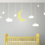 190X78cm Hanging Stars and Moon Clouds Wall Art Stickers- Removable Wall Stickers For Kids Room Nursery Baby Wall Art Mural D856