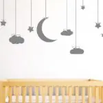 190X78cm Hanging Stars and Moon Clouds Wall Art Stickers- Removable Wall Stickers For Kids Room Nursery Baby Wall Art Mural D856 - Image 3