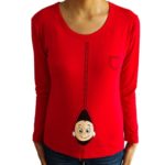 2015 new Pregnant Maternity T Shirts Casual Pregnancy Maternity Clothes With Baby Peeking Out Funny Maternity Shirts 100% Cotton - Image 2