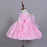 2016 New Hot Sell Pink Baby Girls Dress 3D Flower Applique Tutu Baby Dresses For 1-2 Years Birthday Party  Free Shipping - Image 3