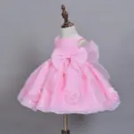 2016 New Hot Sell Pink Baby Girls Dress 3D Flower Applique Tutu Baby Dresses For 1-2 Years Birthday Party  Free Shipping - Image 3