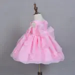 2016 New Hot Sell Pink Baby Girls Dress 3D Flower Applique Tutu Baby Dresses For 1-2 Years Birthday Party  Free Shipping - Image 4