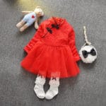 2016 Spring/Autumn Newborn Baby Dresses Girl Party and Wedding Cute Dress for Infant Baby Dresses Red Hot Sale