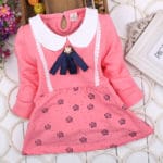 2016 new spring 100% cotton long-sleeved round neck baby clothing baby girls dress 0-2 years Long sleeve T-shirt - Image 2