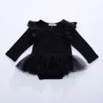 2017 Autumn Baby Lace Long Sleeve O-Neck Baby Girls Clothes Newborn jumpsuits Black White Pink Cotton Bodysuit Princess Dresses - Image 2