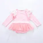 2017 Autumn Baby Lace Long Sleeve O-Neck Baby Girls Clothes Newborn jumpsuits Black White Pink Cotton Bodysuit Princess Dresses - Image 4