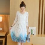 2017 Autumn New Maternity Dresses Cute White Chiffon Lace Stitching Pregnant Dress Women Clothes Pregnancy Dress Long Sleeve - Image 2