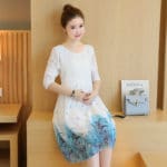 2017 Autumn New Maternity Dresses Cute White Chiffon Lace Stitching Pregnant Dress Women Clothes Pregnancy Dress Long Sleeve