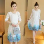2017 Autumn New Maternity Dresses Cute White Chiffon Lace Stitching Pregnant Dress Women Clothes Pregnancy Dress Long Sleeve - Image 3