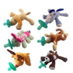 2017 Cute Newborn Silicone Funny Baby Pacifier Clips Chain Animal Pacifiers With Plush Toy Soother Nipple Dog Monkey Worm BNZ07 - Image 2