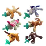 2017 Cute Newborn Silicone Funny Baby Pacifier Clips Chain Animal Pacifiers With Plush Toy Soother Nipple Dog Monkey Worm BNZ07 - Image 2