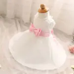 2017 Formal Birthday Baby Dress Party Bow Pattern Wedding Gown Christening Infant Hundred Days Banquet Vestido Clothing 1 Years