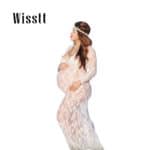 2017 Maternity Photography Props Summer Black Lace Transperant Pregnant Props Pregnancy Summer Long Style beach dress