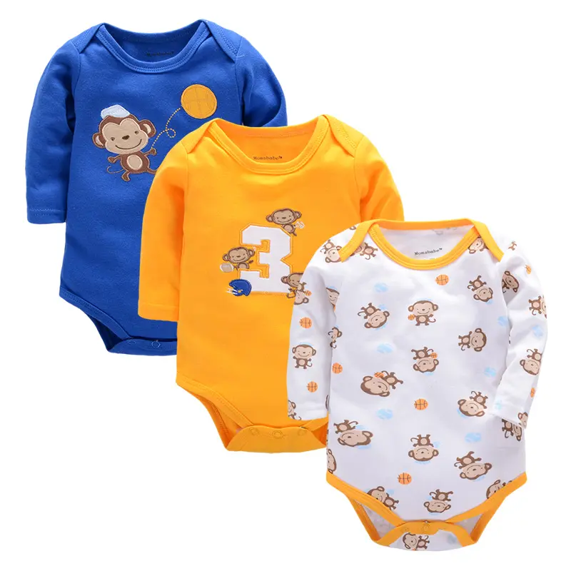 2017 New Baby Girls Jumpsuits & Baby Bodysuits 3pcs/lot 100%Cotton Newborn Wholesale Long Sleeve Baby Boys Clothing Set - Image 5