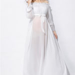 2017 New Long Shoulderless White Lace Dress Maternity Photography Props Clothes For Pregnant Women Elegant Maternity Dress - Image 3
