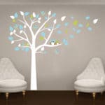 2017 New - Owl Standing Huge White Tree Wall Sticker Baby Nursery Bedroom Wall Art Decor Owl And Birds Decals Size 197 x 222 cm - Image 2
