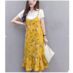 2017 New Summer Maternity Dress Cotton Short-Sleeved T-Shirt +Sling Floral Skirt Big Size Two-piece Women Clothes B0251 - Image 2