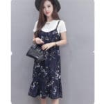 2017 New Summer Maternity Dress Cotton Short-Sleeved T-Shirt +Sling Floral Skirt Big Size Two-piece Women Clothes B0251