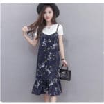 2017 New Summer Maternity Dress Cotton Short-Sleeved T-Shirt +Sling Floral Skirt Big Size Two-piece Women Clothes B0251 - Image 4