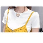 2017 New Summer Maternity Dress Cotton Short-Sleeved T-Shirt +Sling Floral Skirt Big Size Two-piece Women Clothes B0251 - Image 6