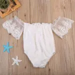 2017 Summer Cotton Newborn Baby Girl Clothes Lace Floral Short Sleeve 0-24M White Bodysuit Sunsuit Outfits