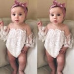 2017 Summer Cotton Newborn Baby Girl Clothes Lace Floral Short Sleeve 0-24M White Bodysuit Sunsuit Outfits - Image 6