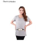 2017 Summer Funny Tops For Pregnant Women Plus Size Short Sleeves Baby Peeking Out Maternity Clothes Funny Pregnant Baby Shirts
