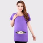 2017 Summer Funny Tops For Pregnant Women Plus Size Short Sleeves Baby Peeking Out Maternity Clothes Funny Pregnant Baby Shirts - Image 3