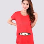 2017 Summer Funny Tops For Pregnant Women Plus Size Short Sleeves Baby Peeking Out Maternity Clothes Funny Pregnant Baby Shirts - Image 4