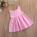 2017 new arrival Summer Newborn Toddler Baby Girls Clothes Pink Plaid sleeveless dress 0-24M Kids Baby girl dress - Image 6