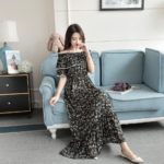 2017 new summer maternity dress chiffon floral skirt a word collar splicing a small lace pregnant women dress