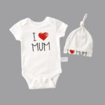 2017 summer Newborn Baby Girl Boy Clothes i love mun and i love dad Outfits Set Baby Bodysuit +Hat 2pcs/ set   Twins gift - Image 4