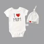 2017 summer Newborn Baby Girl Boy Clothes i love mun and i love dad Outfits Set Baby Bodysuit +Hat 2pcs/ set   Twins gift - Image 4