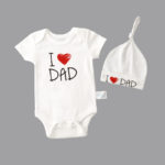 2017 summer Newborn Baby Girl Boy Clothes i love mun and i love dad Outfits Set Baby Bodysuit +Hat 2pcs/ set   Twins gift - Image 5