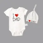 2017 summer Newborn Baby Girl Boy Clothes i love mun and i love dad Outfits Set Baby Bodysuit +Hat 2pcs/ set   Twins gift - Image 5