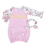 2pcs Cotton Nightgown 0-6 Months Newborn Baby Sleepwear Long Sleeve Sleeper Gown+Headband Infant Sleeping For Baby Girls