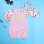 2pcs Cotton Nightgown 0-6 Months Newborn Baby Sleepwear Long Sleeve Sleeper Gown+Headband Infant Sleeping For Baby Girls - Image 3