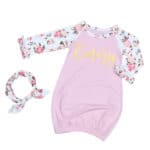 2pcs Cotton Nightgown 0-6 Months Newborn Baby Sleepwear Long Sleeve Sleeper Gown+Headband Infant Sleeping For Baby Girls - Image 4