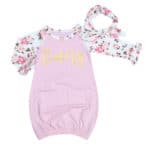 2pcs Cotton Nightgown 0-6 Months Newborn Baby Sleepwear Long Sleeve Sleeper Gown+Headband Infant Sleeping For Baby Girls - Image 5