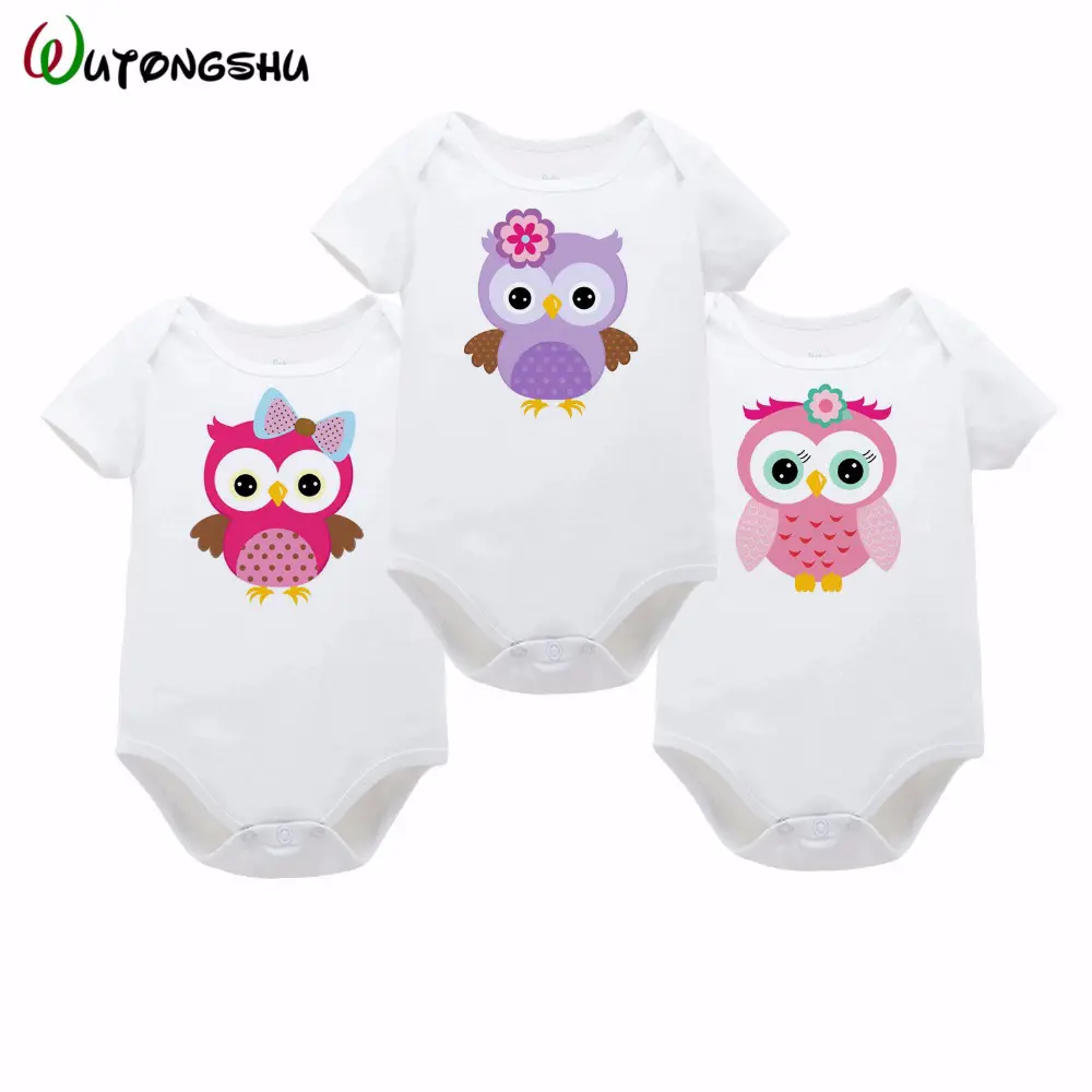 3 Pieces/lot Fantasia Baby Bodysuit Animal Owl Infant Jumpsuit Overall Short Sleeve Body Suit Baby Clothing Set Summer Cotton - Image 2